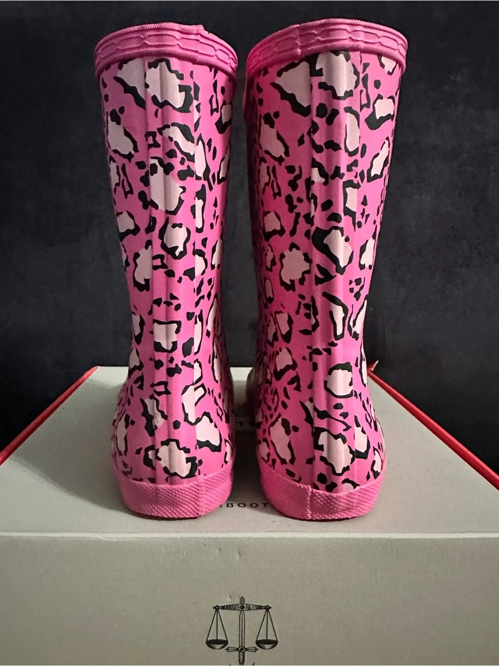 Hunter Pink Leopard-Print Rubber Boots